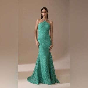 Pronovias Teal Lace Gown